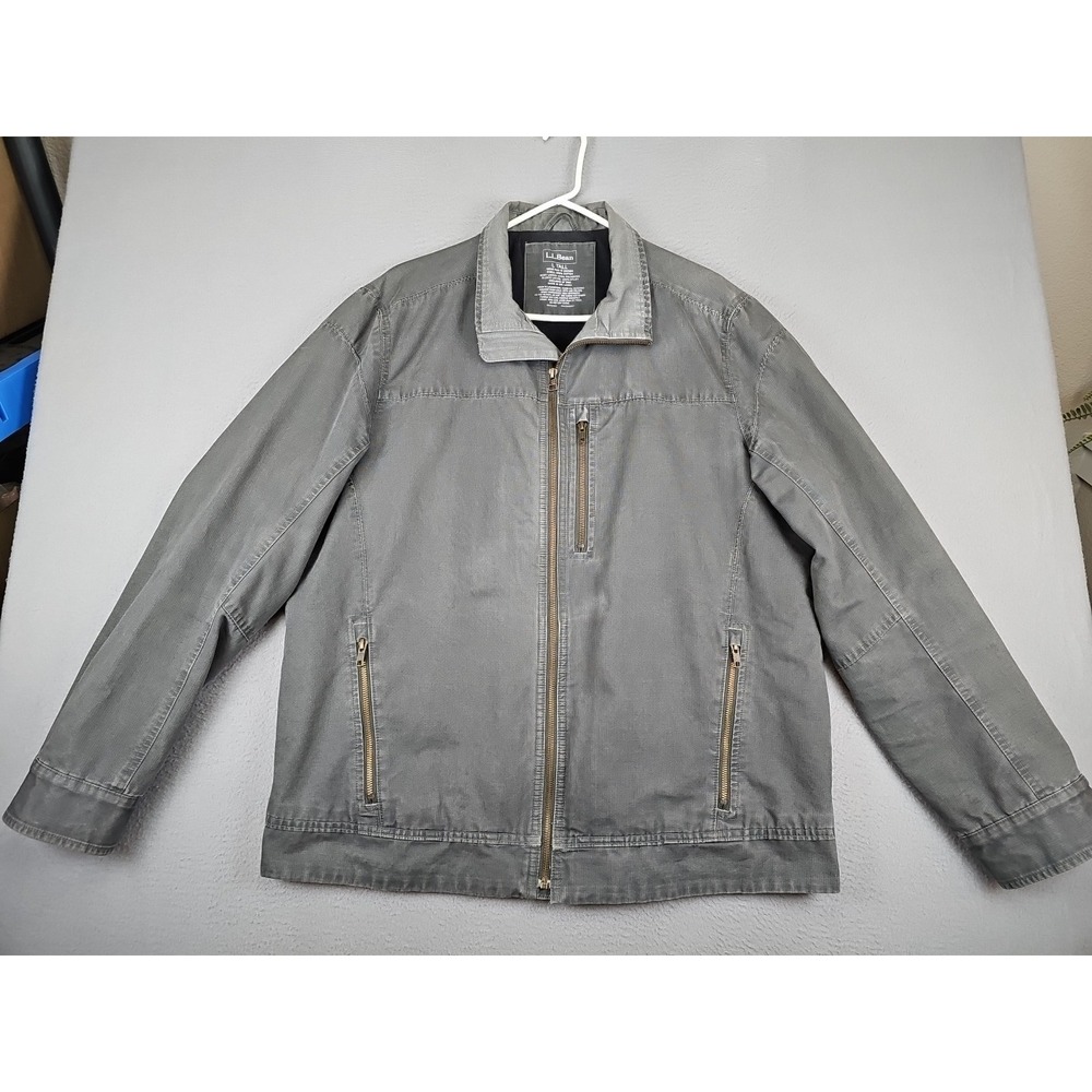 LL Bean Pine Ridge Insulated Field Jacket Men's L Tall Gray Fleece Lined 290554